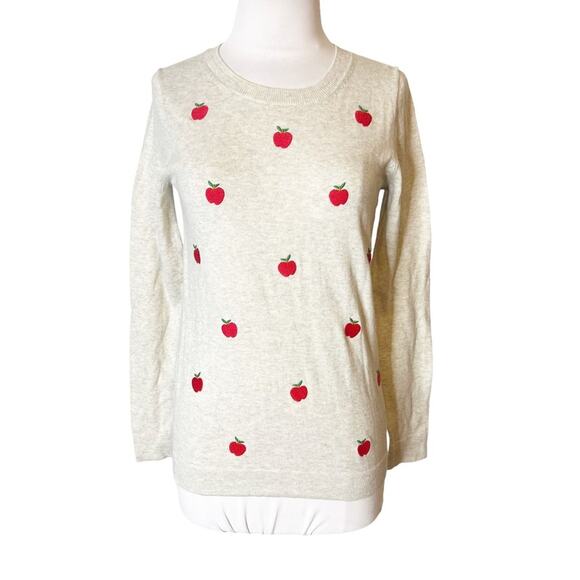 NWT J. Crew teddie sweater embroidered apples sz XS - Picture 2 of 7